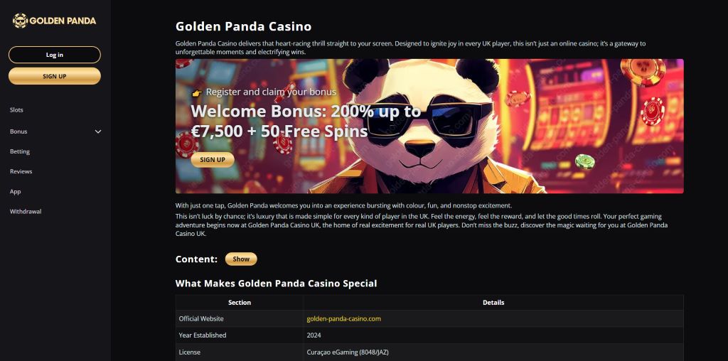 Golden Panda - Online casino België met mooie promoties en stabiele uitbetalingen