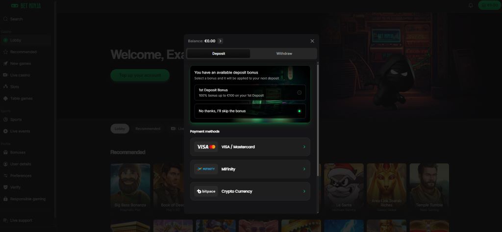 Kies je welkomstbonus